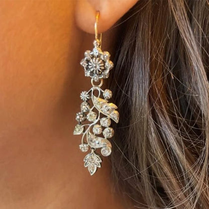 Antique Diamond and Silver Upon Gold Drop Earrings, 3.00ct