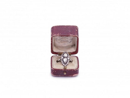 Antique Double Rose Cut Diamond Ring, Marquise Shape