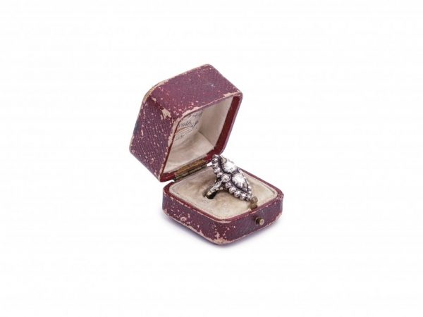 Antique Double Rose Cut Diamond Ring, Marquise Shape