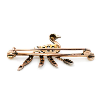 Antique Duckling Diamond and Pearl Brooch