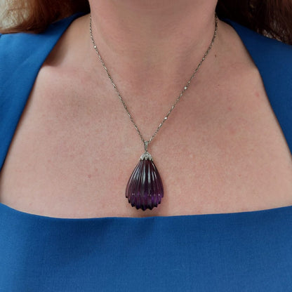Antique Early Art Deco Amethyst and Diamond Pendant