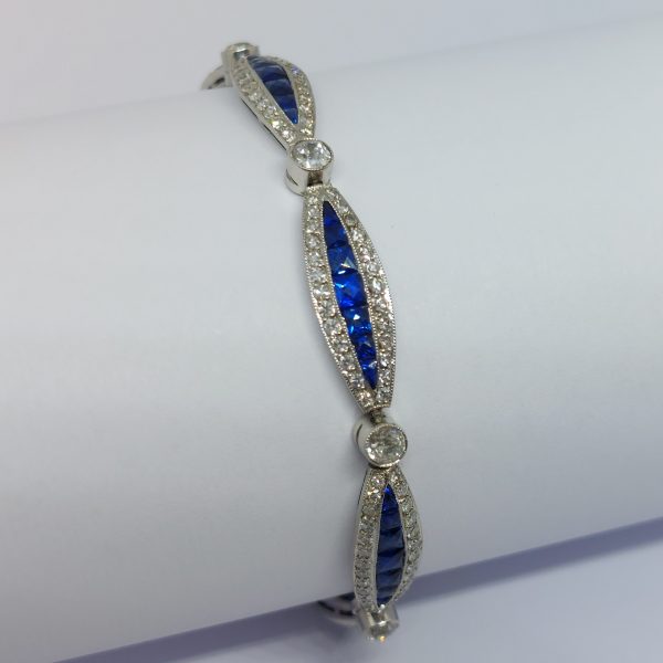 Antique Early Art Deco Sapphire and Diamond Bracelet