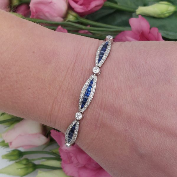 Antique Early Art Deco Sapphire and Diamond Bracelet