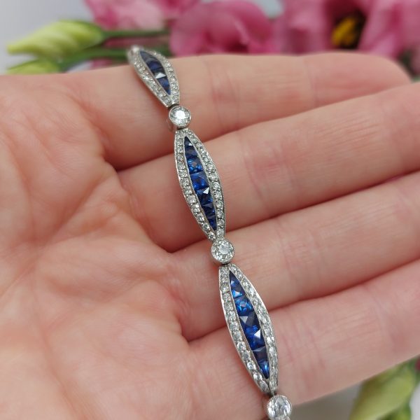 Antique Early Art Deco Sapphire and Diamond Bracelet