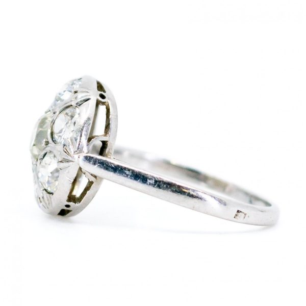 Antique Edwardian 1.70ct Old Mine Cut Diamond Cluster Ring