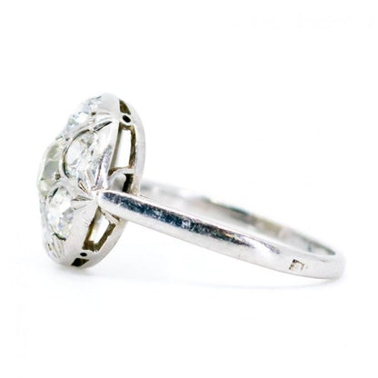 Antique Edwardian 1.70ct Old Mine Cut Diamond Cluster Ring