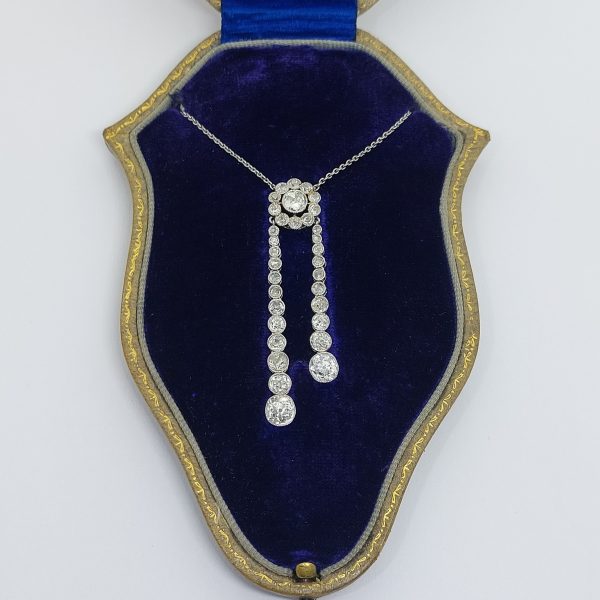 Antique Edwardian 2.40ct Diamond Negligee Pendant Necklace