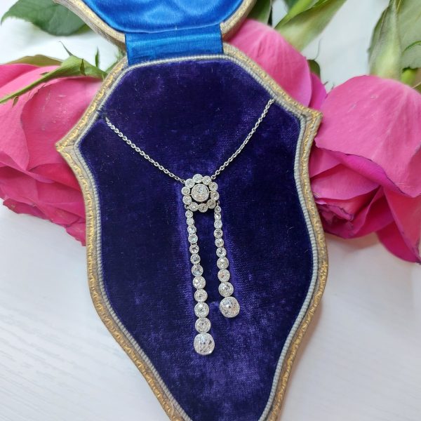 Antique Edwardian 2.40ct Diamond Negligee Pendant Necklace