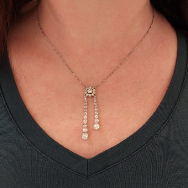 Antique Edwardian 2.40ct Diamond Negligee Pendant Necklace