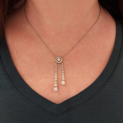 Antique Edwardian 2.40ct Diamond Negligee Pendant Necklace