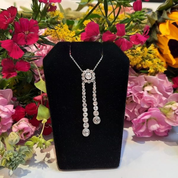 Antique Edwardian 2.40ct Diamond Negligee Pendant Necklace