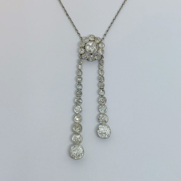 Antique Edwardian 2.40ct Diamond Negligee Pendant Necklace