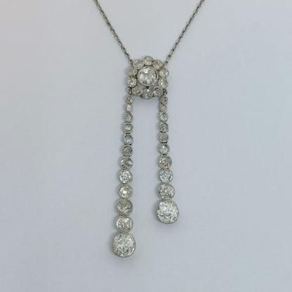 Antique Edwardian 2.40ct Diamond Negligee Pendant Necklace