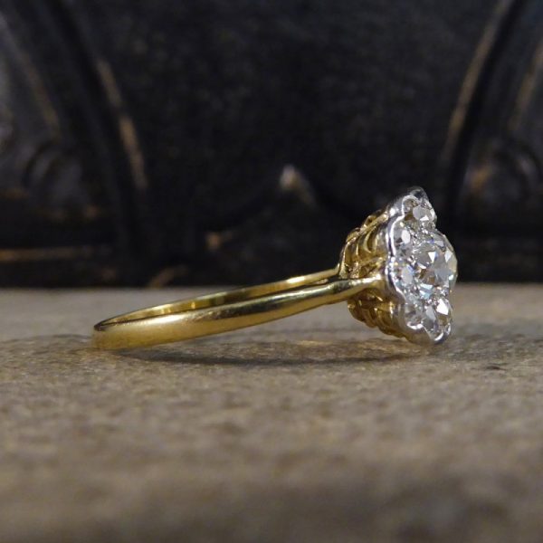 Antique Edwardian 2.87ct Triple Diamond Cluster Ring