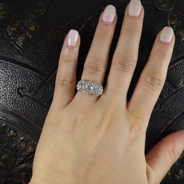 Antique Edwardian 2.87ct Triple Diamond Cluster Ring