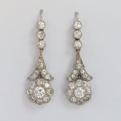 Antique Edwardian 2ct Diamond Drop Earrings