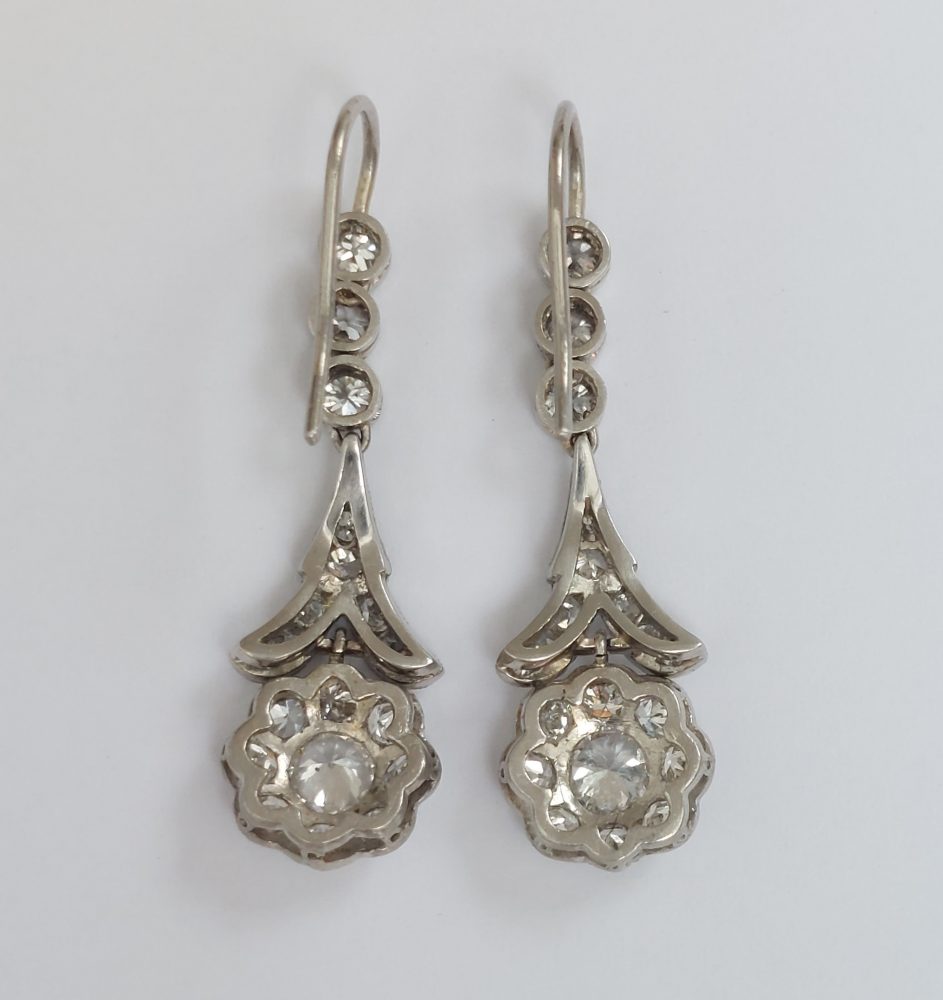 Antique Edwardian 2ct Diamond Drop Earrings