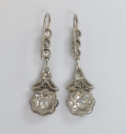 Antique Edwardian 2ct Diamond Drop Earrings