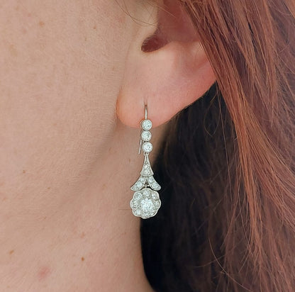 Antique Edwardian 2ct Diamond Drop Earrings