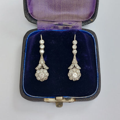 Antique Edwardian 2ct Diamond Drop Earrings