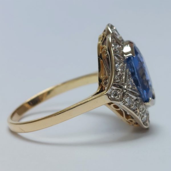 Antique Edwardian 3.90ct Sapphire and Diamond Ring
