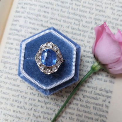 Antique Edwardian 3.90ct Sapphire and Diamond Ring