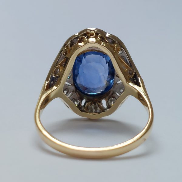 Antique Edwardian 3.90ct Sapphire and Diamond Ring