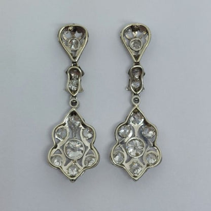 Antique Edwardian 3ct Old Cut Diamond Drop Earrings