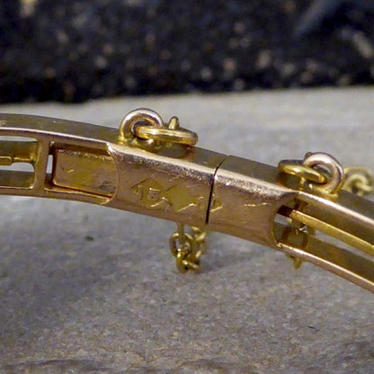 Antique Edwardian Aquamarine and Pearl Bangle Bracelet