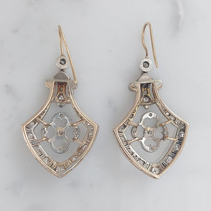 Antique Edwardian Diamond Drop Earrings, 1.10ct