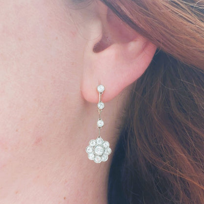 Antique Edwardian Diamond Drop Earrings, 2.20ct
