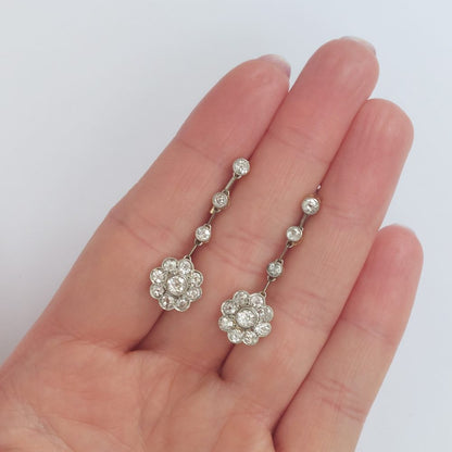 Antique Edwardian Diamond Drop Earrings, 2.20ct
