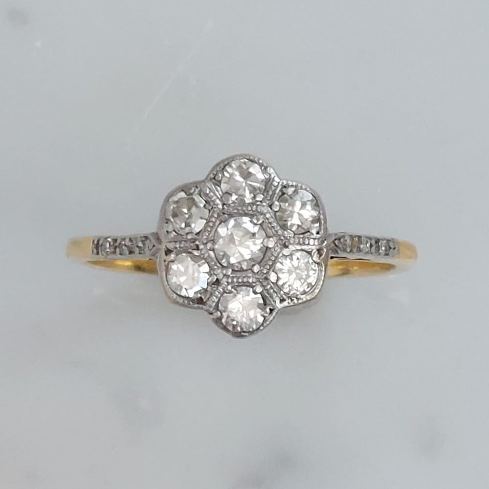 Antique Edwardian Diamond Flower Cluster Ring