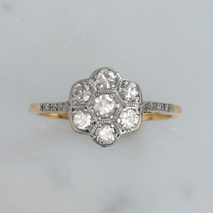 Antique Edwardian Diamond Flower Cluster Ring