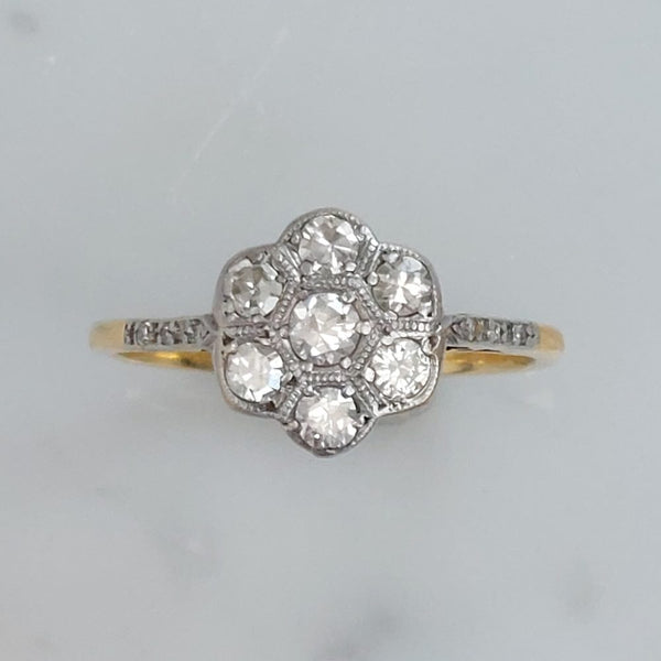 Antique Edwardian Diamond Flower Cluster Ring