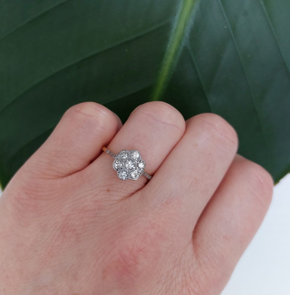 Antique Edwardian Diamond Flower Cluster Ring