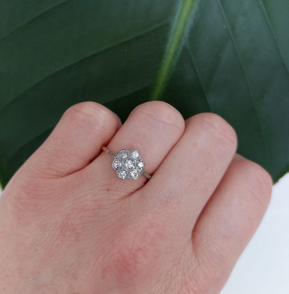 Antique Edwardian Diamond Flower Cluster Ring