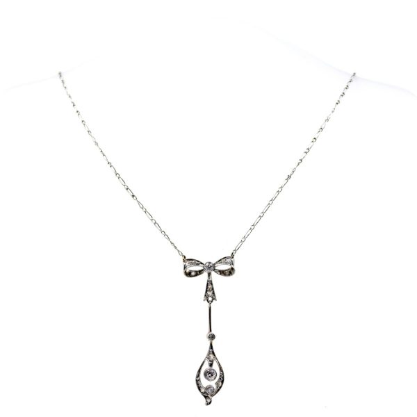 Antique Edwardian Diamond Set Bow Necklet BB1