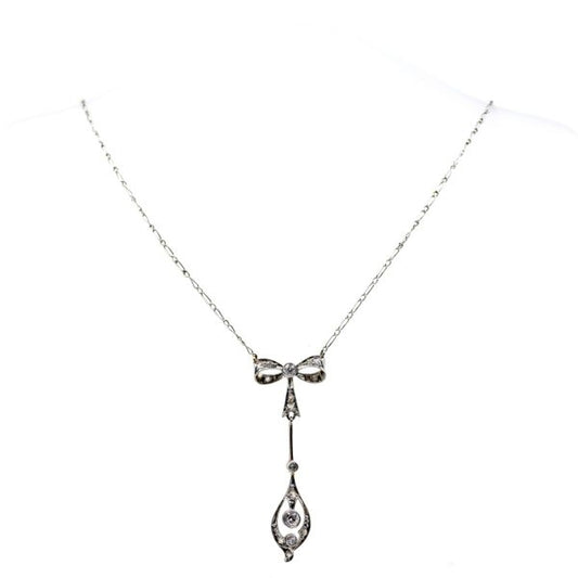 Antique Edwardian Diamond Set Bow Necklet BB1