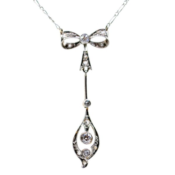 Antique Edwardian Diamond Set Bow Necklet BB2