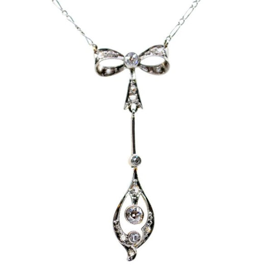 Antique Edwardian Diamond Set Bow Necklet BB2