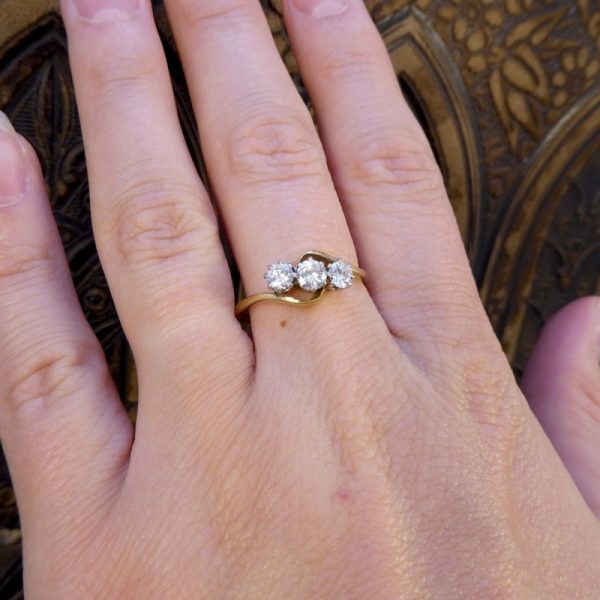 Antique Edwardian Diamond Three Stone Ring, 18ct Gold