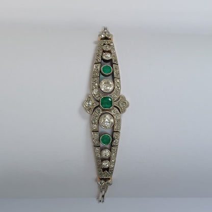 Antique Edwardian Emerald and Diamond Bracelet