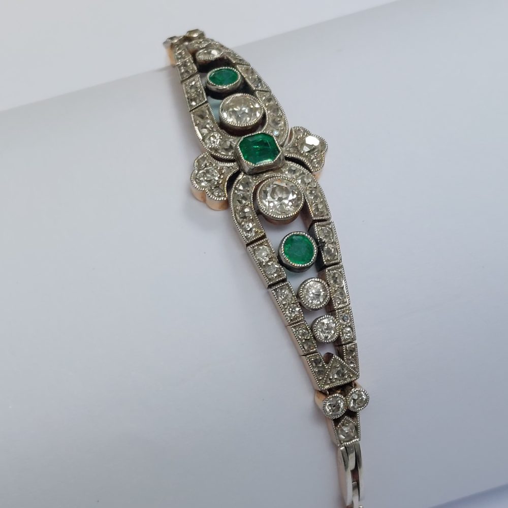 Antique Edwardian Emerald and Diamond Bracelet