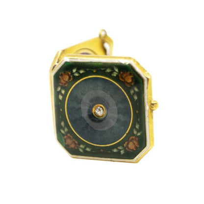 Antique Edwardian Enamel and Diamond Locket Pendant