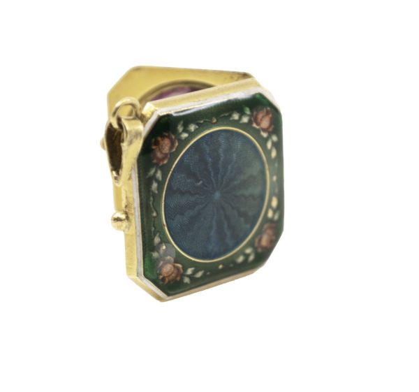 Antique Edwardian Enamel and Diamond Locket Pendant