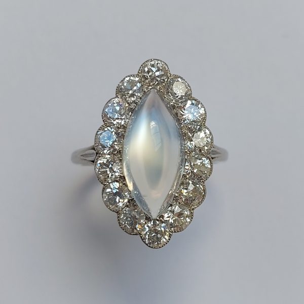 Antique Edwardian Moonstone and Diamond Ring