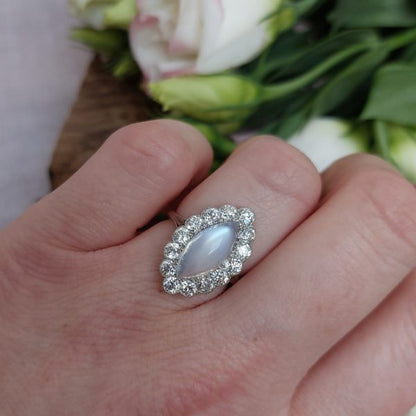 Antique Edwardian Moonstone and Diamond Ring