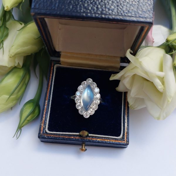 Antique Edwardian Moonstone and Diamond Ring