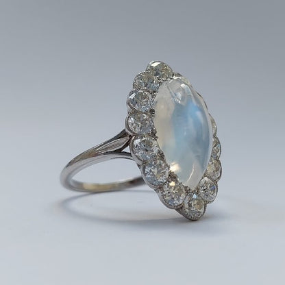 Antique Edwardian Moonstone and Diamond Ring